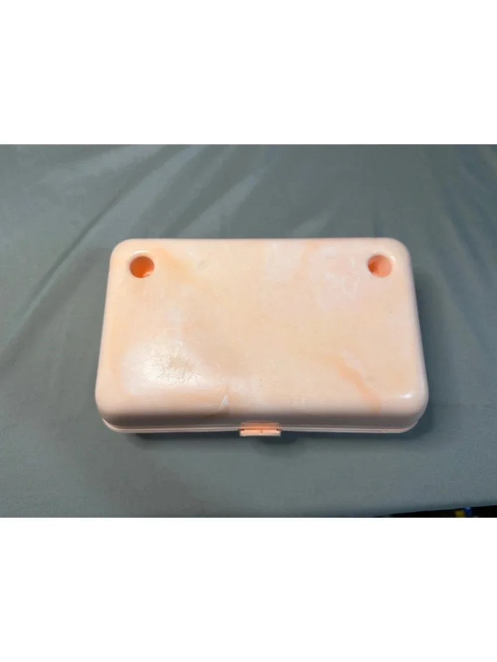 Vintage Style Mini Makeup Case/jewelry Organizer Peach Marble  9”